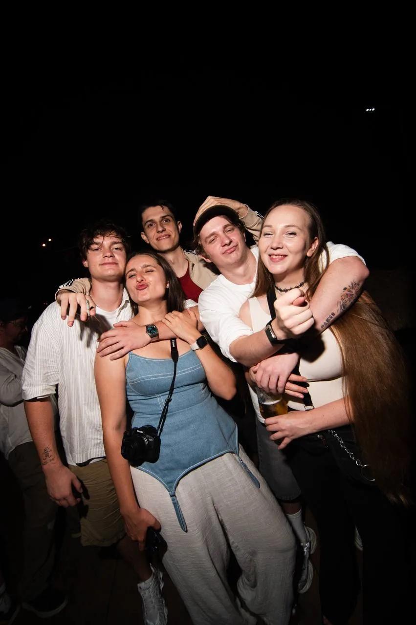 A cheerful group of friends partying at LEVEL Beach Batumi
